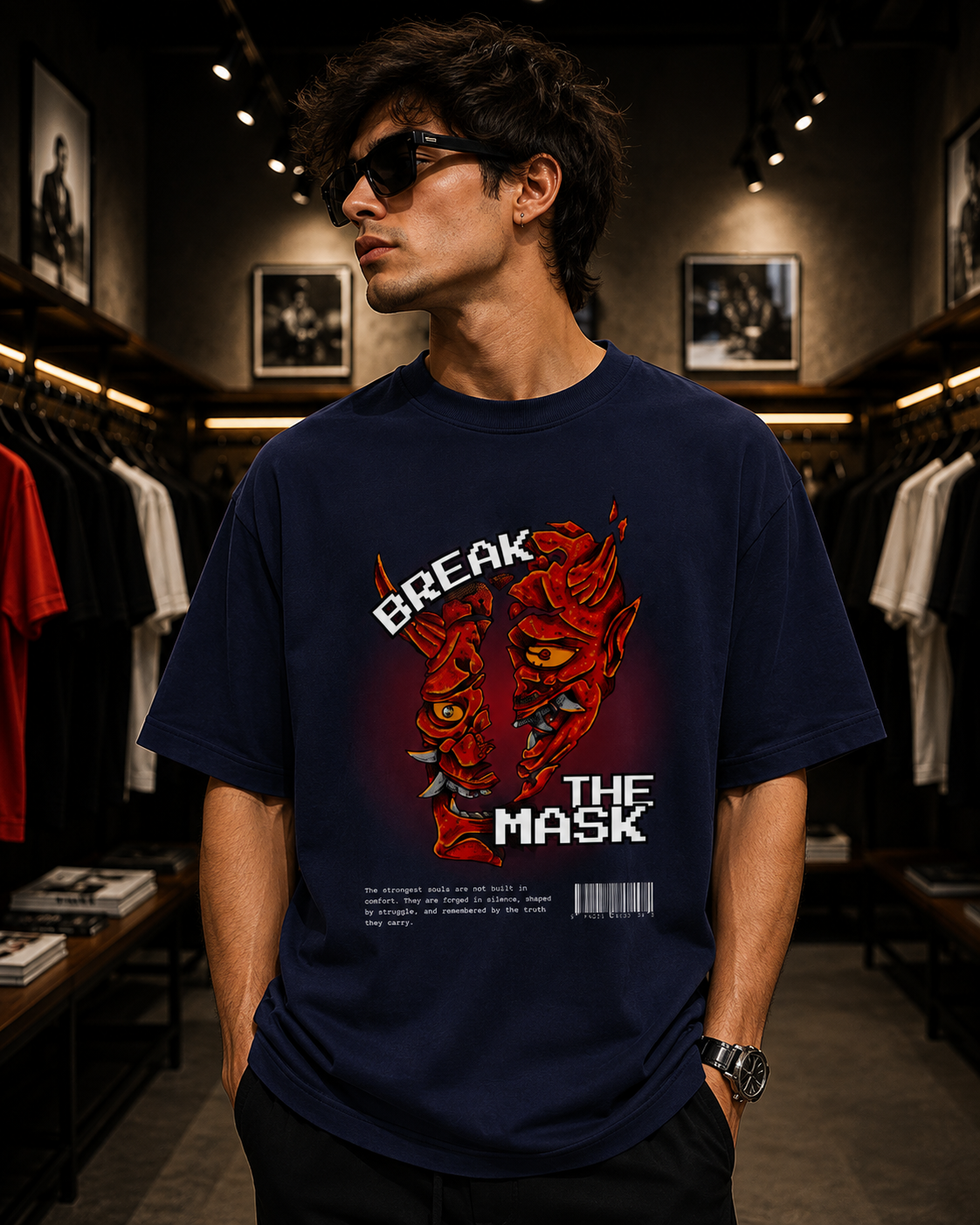 Break the Mask – Crimson Oni Graphic T-Shirt